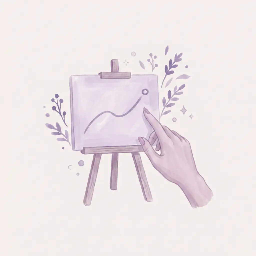Ilustración: mano señalando una pizarra de presentación