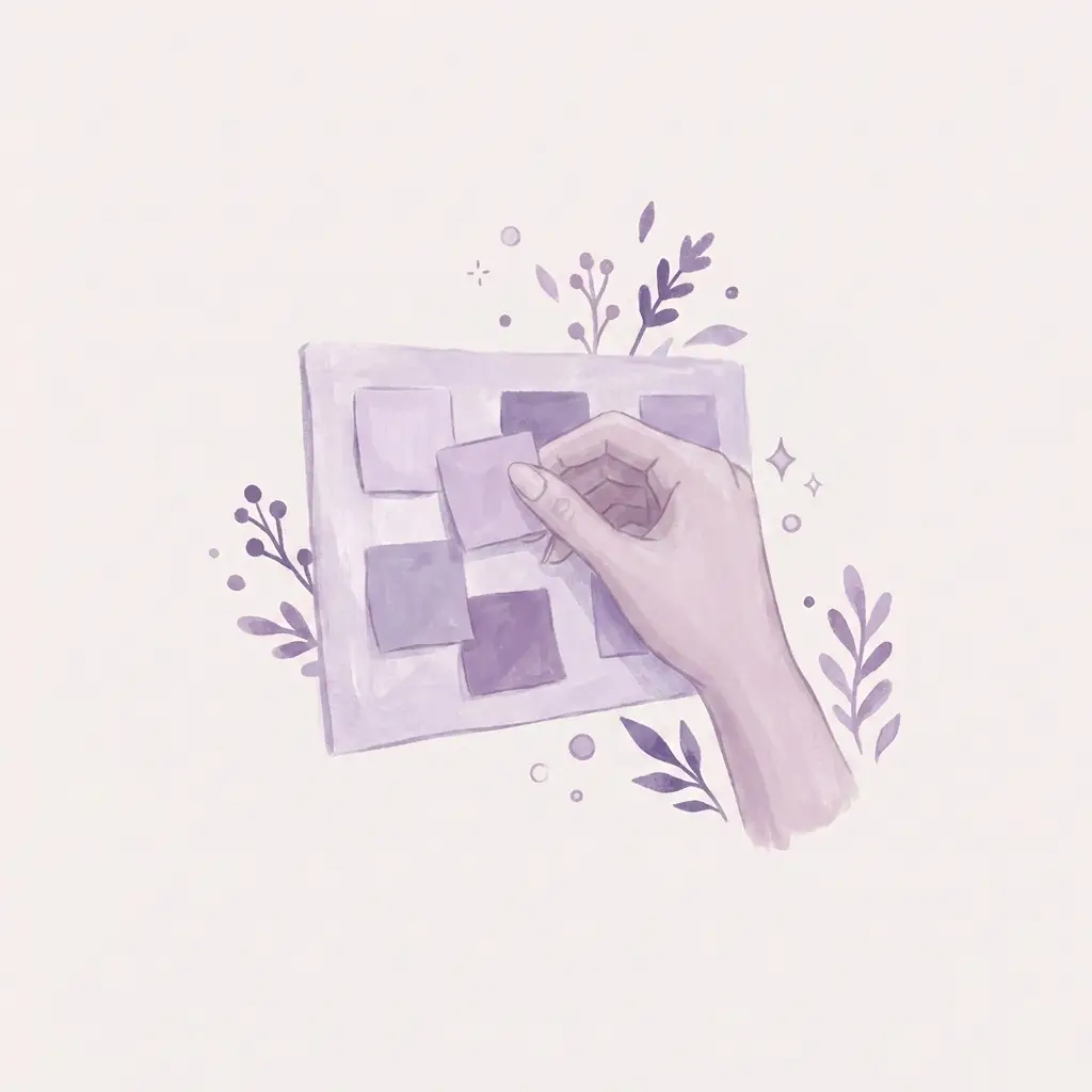 Ilustración: mano pegando notas adhesivas en un tablero